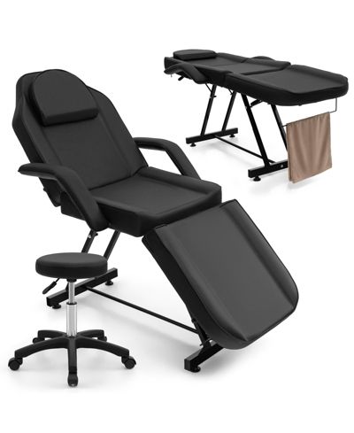 73 Inch Facial Massage Chair with 7-Position Backrest, Removable Headrest, Detachable Armrests and Towel Rack