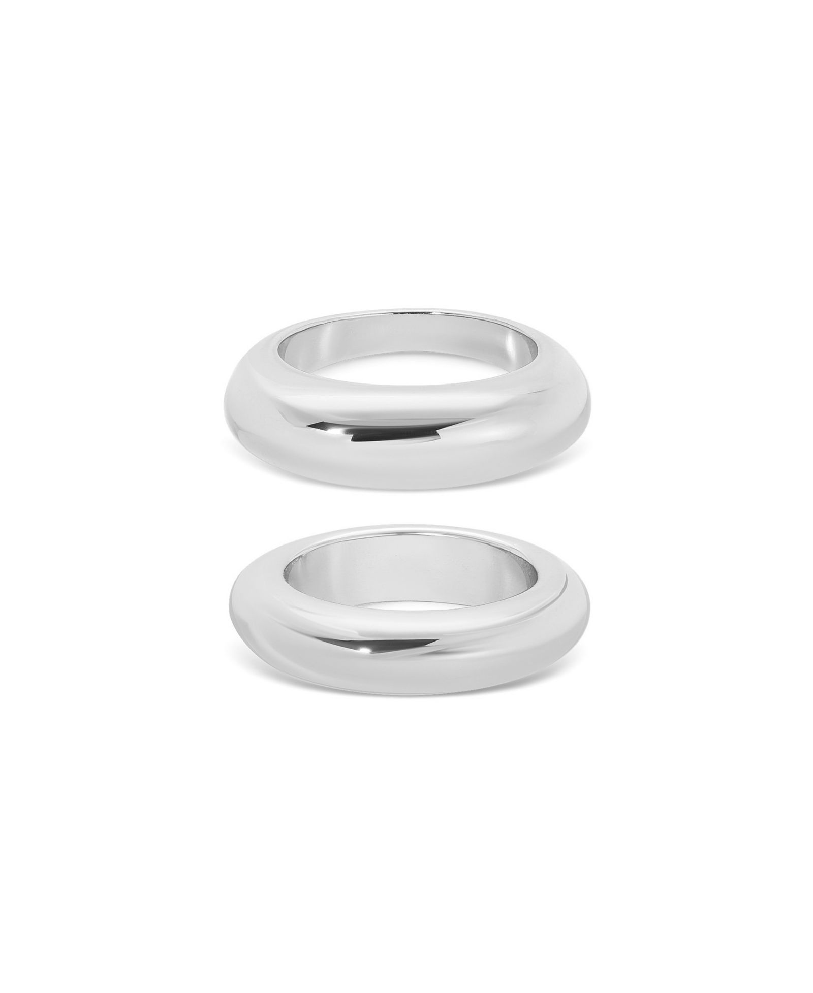 ETTIKA Silver Plated Dome Ring Set