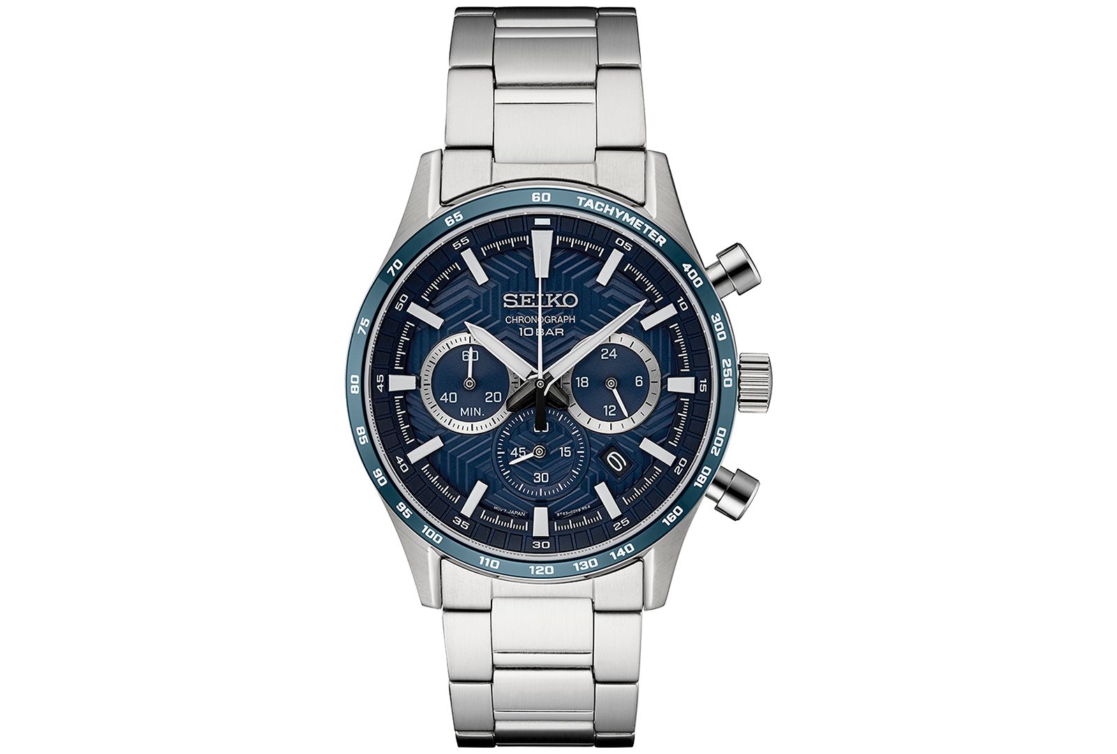 Мужские часы Seiko Chronograph Essentials со стальным браслетом, 43mm