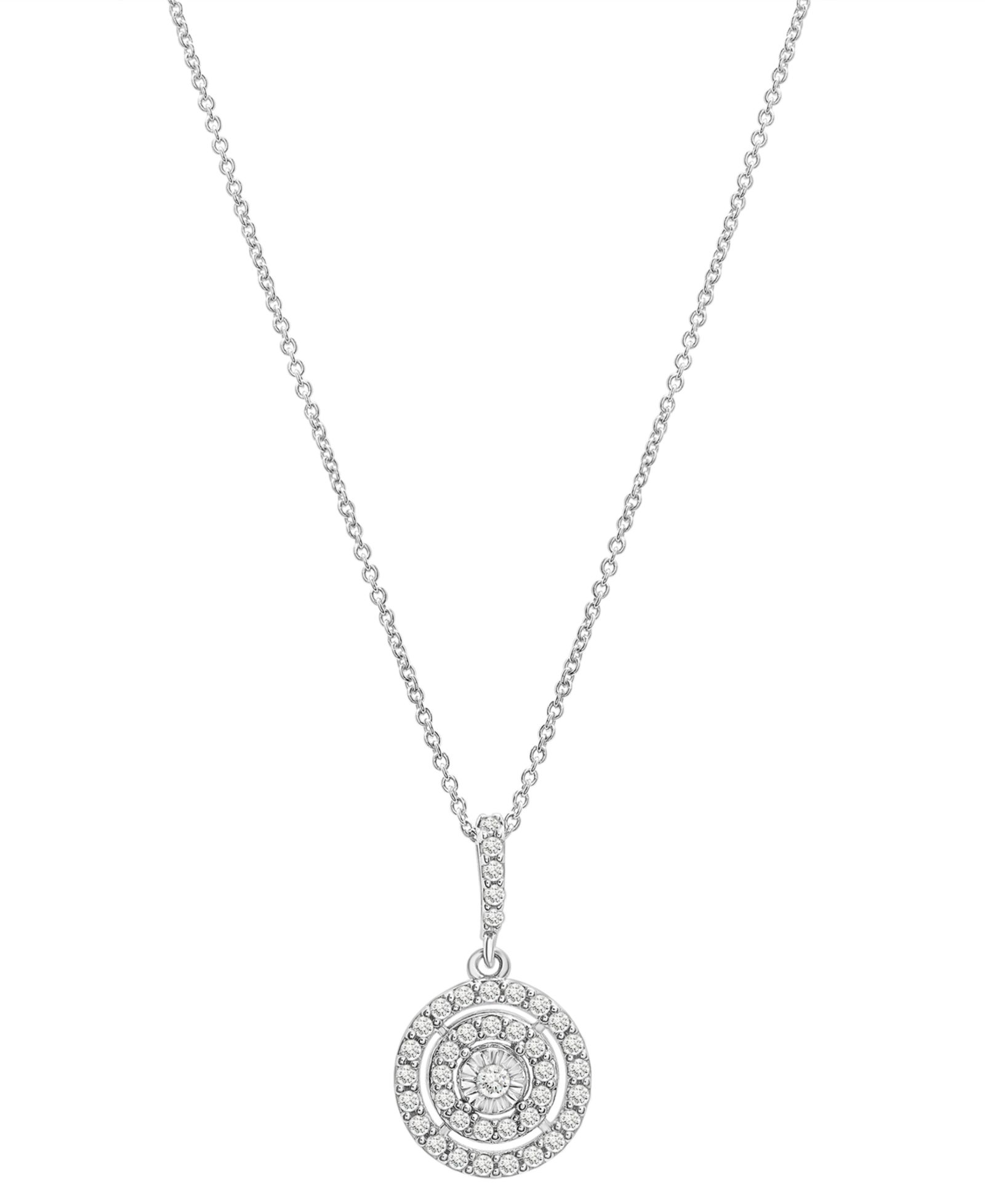 Diamond Подвеска Double Halo в Sterling Silver