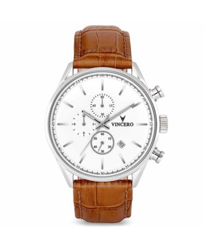 Часы Vincero Men's The Chrono S2 316L Stainless Steel с ремешком из итальянской кожи