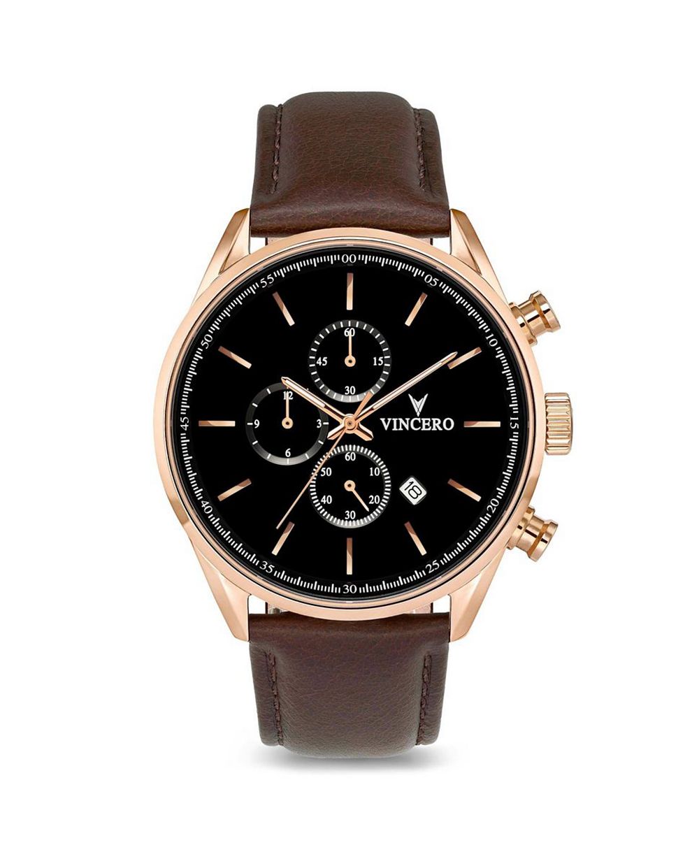 Vincero Men's Chrono S2 Chronograph Brown Leather Strap Watch 43mm