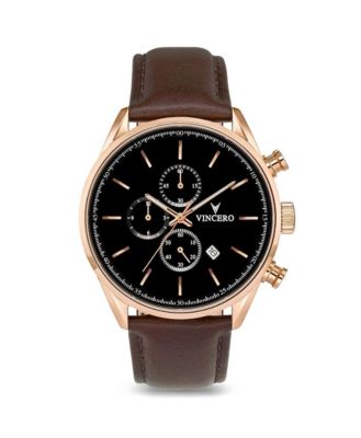 Vincero Мужские часы Chrono S2 с коричневым кожаным ремешком, 43mm