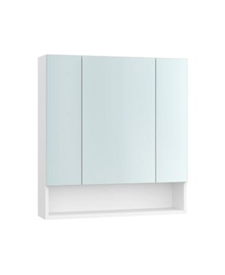Wide Bathroom Mirror with Integrated Storage for Organized and Elegant Spaces
