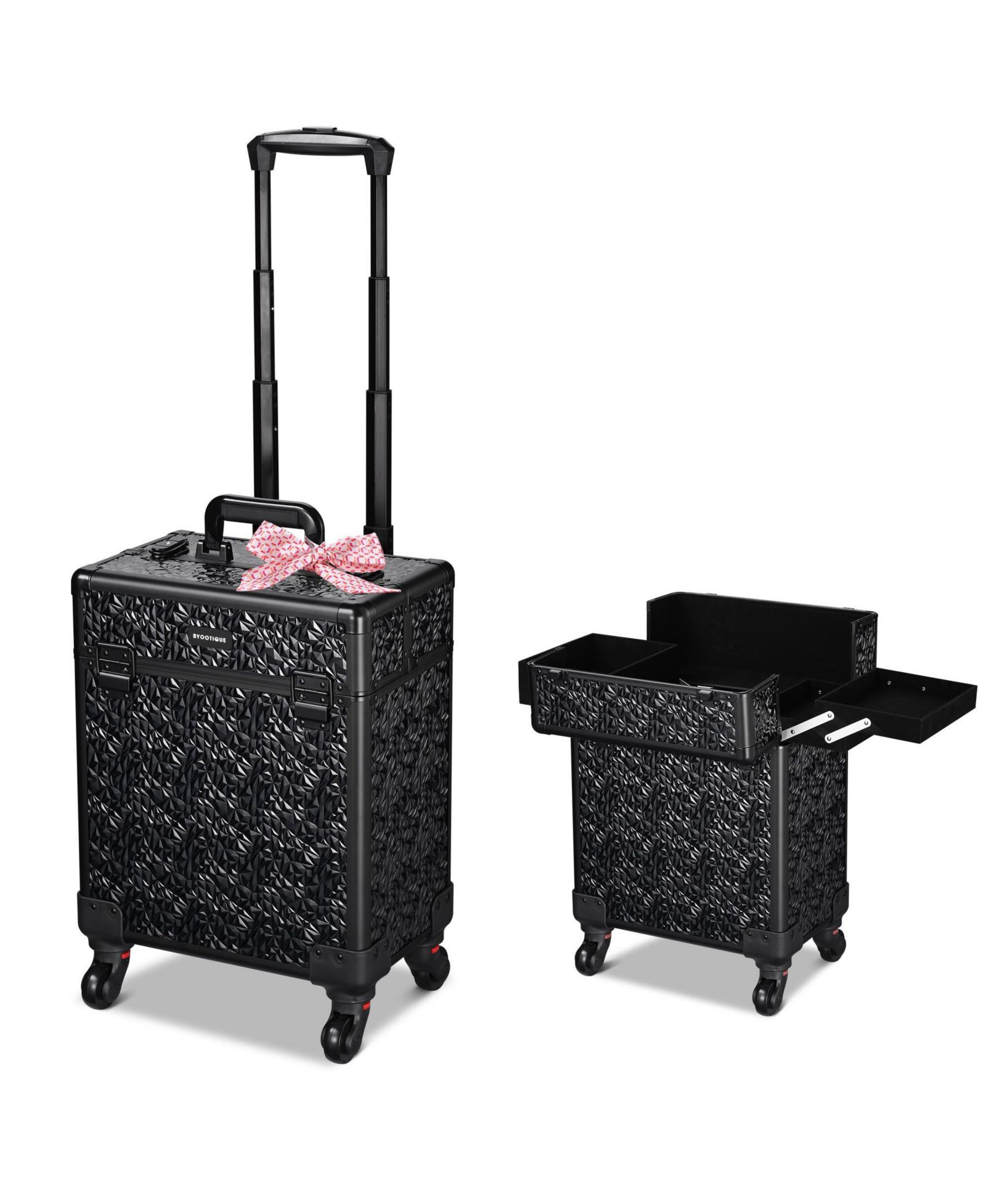 Byootique Rolling Makeup Train Case Cosmetic Trolley Organizer Mermaid Black