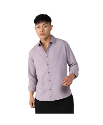 Campus Sutra Men's Lavender Textured Weave Shirt