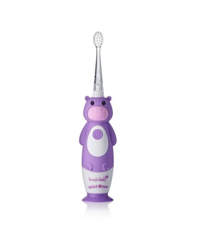 brush-baby WildOnes Hippo Kids Electric Rechargeable Toothbrush | Childrens Electric Toothbrush | Animal Character Toothbrush