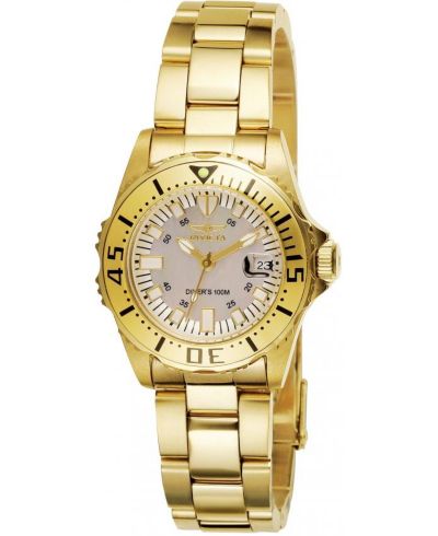 Invicta Women's 2963 Pro Diver Quartz 3 Hand Champagne Dial Watch