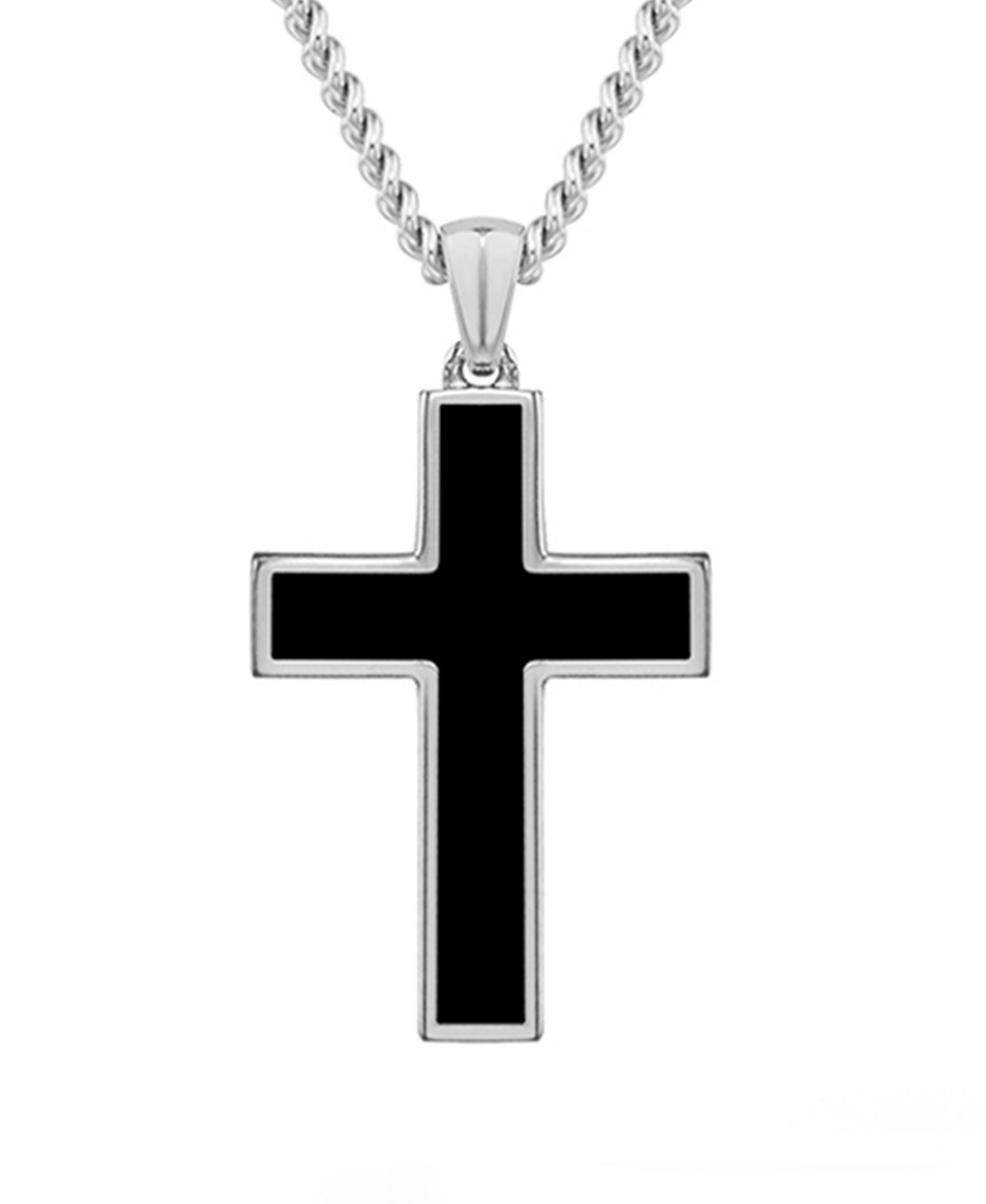 Vincero Men's Stone Cross Pendant Necklace in 22" Stainless Steel Chain