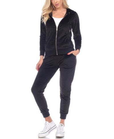 White Mark Women's Velour Tracksuit Loungewear 2-Piece Set