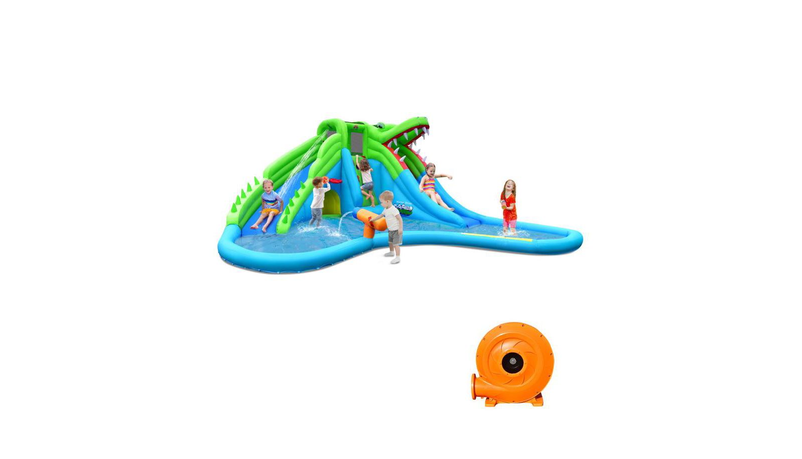 SUGIFT Inflatable Crocodile Style Water Slide Upgraded Kids Bounce Castle with 780W Blower
