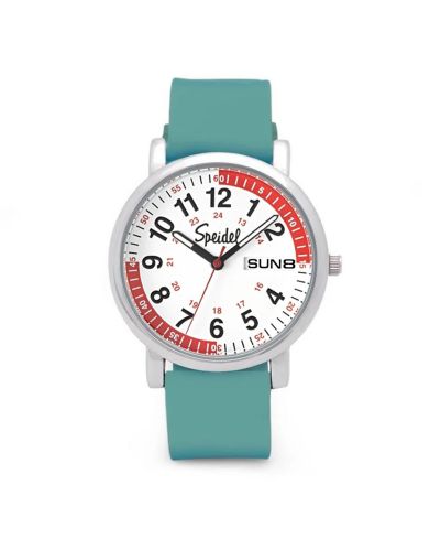 White with Teal Band