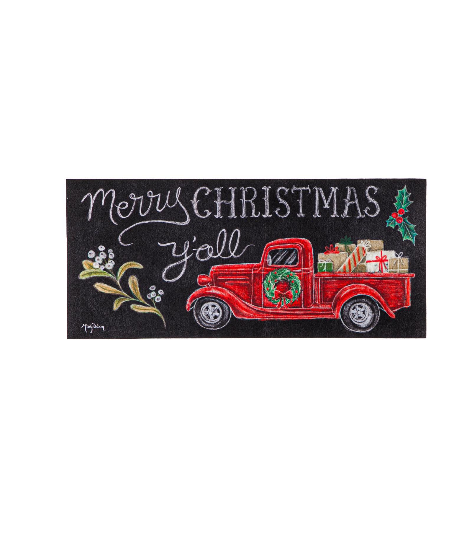 Коврик Evergreen Merry Christmas Y'all Red Truck Sassafras Switch