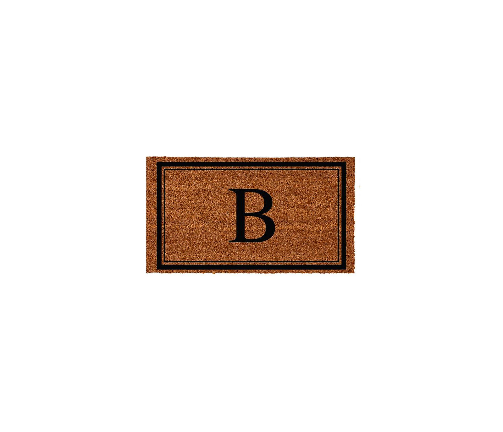 Коврик для ног Evergreen Monogram 100% натуральный кокос для дома и улицы 28" x 16" | Буква "B"