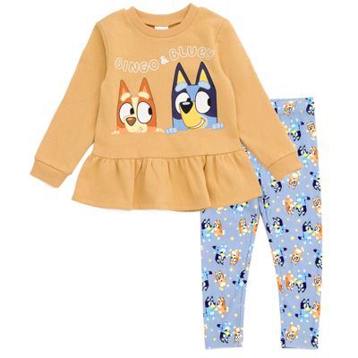 Bluey комплект одежды для девочек: кофта с пеплумом и леггинсы (6-12)
