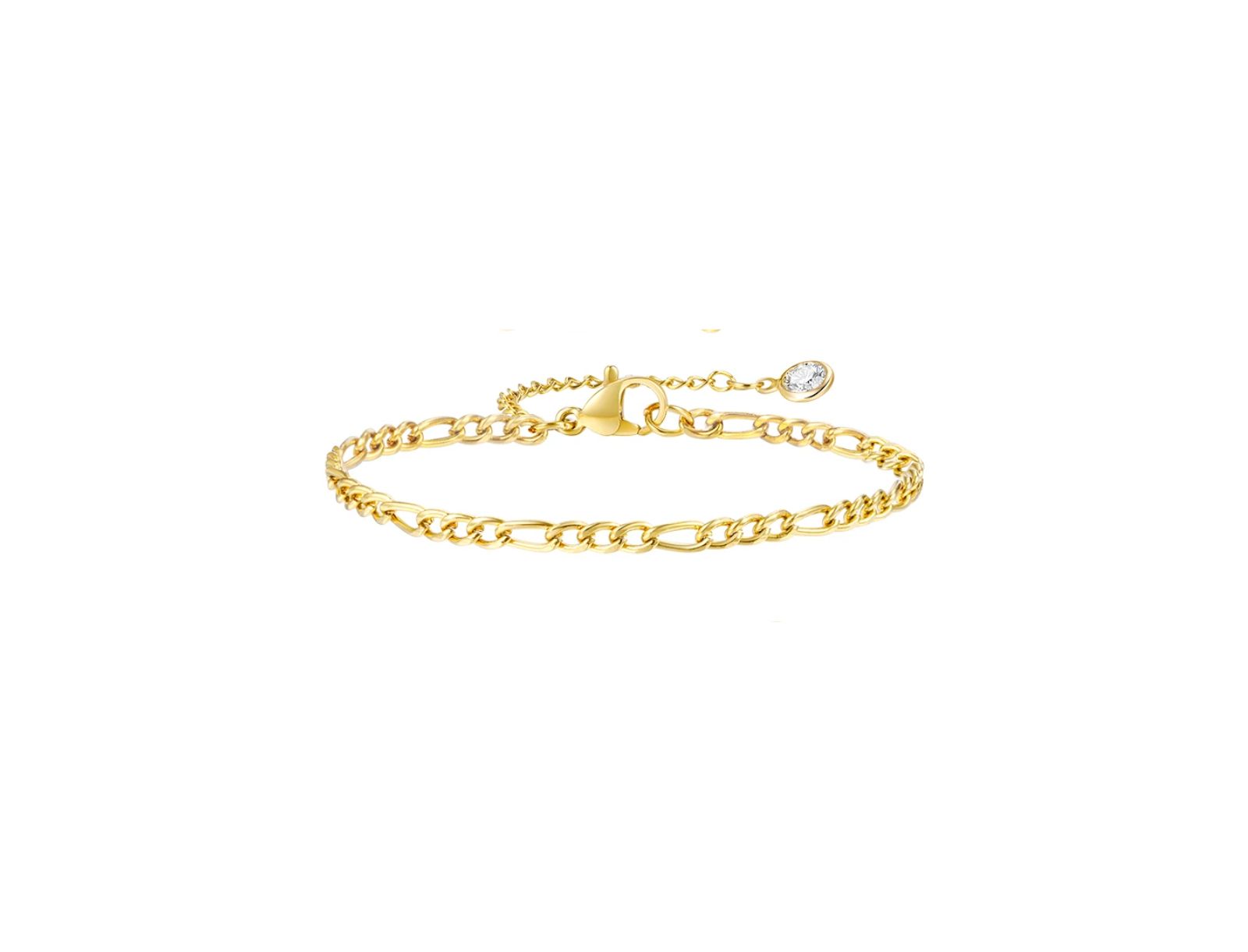 Hollywood Sensation Classic Gold Figaro Chain Bracelet