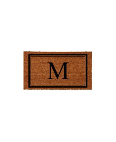 Evergreen Придверный коврик из натуральной кокосовой койры с монограммой, 28" x 16", буква "M"