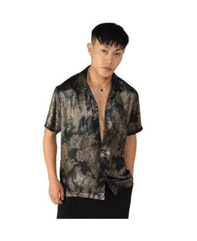 Рубашка Campus Sutra Men's Midnight Black & Metallic Gold Ombre