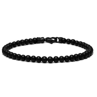 Vincero Men's Spiritual Bead Bracelet 4mm Black Onyx, Large