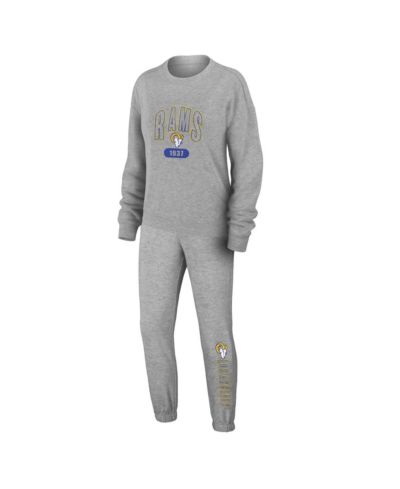 Женский комплект WEAR by Erin Andrews Heather Gray Los Angeles Rams Knit Long Sleeve T-Shirt & Pants Sleep Set