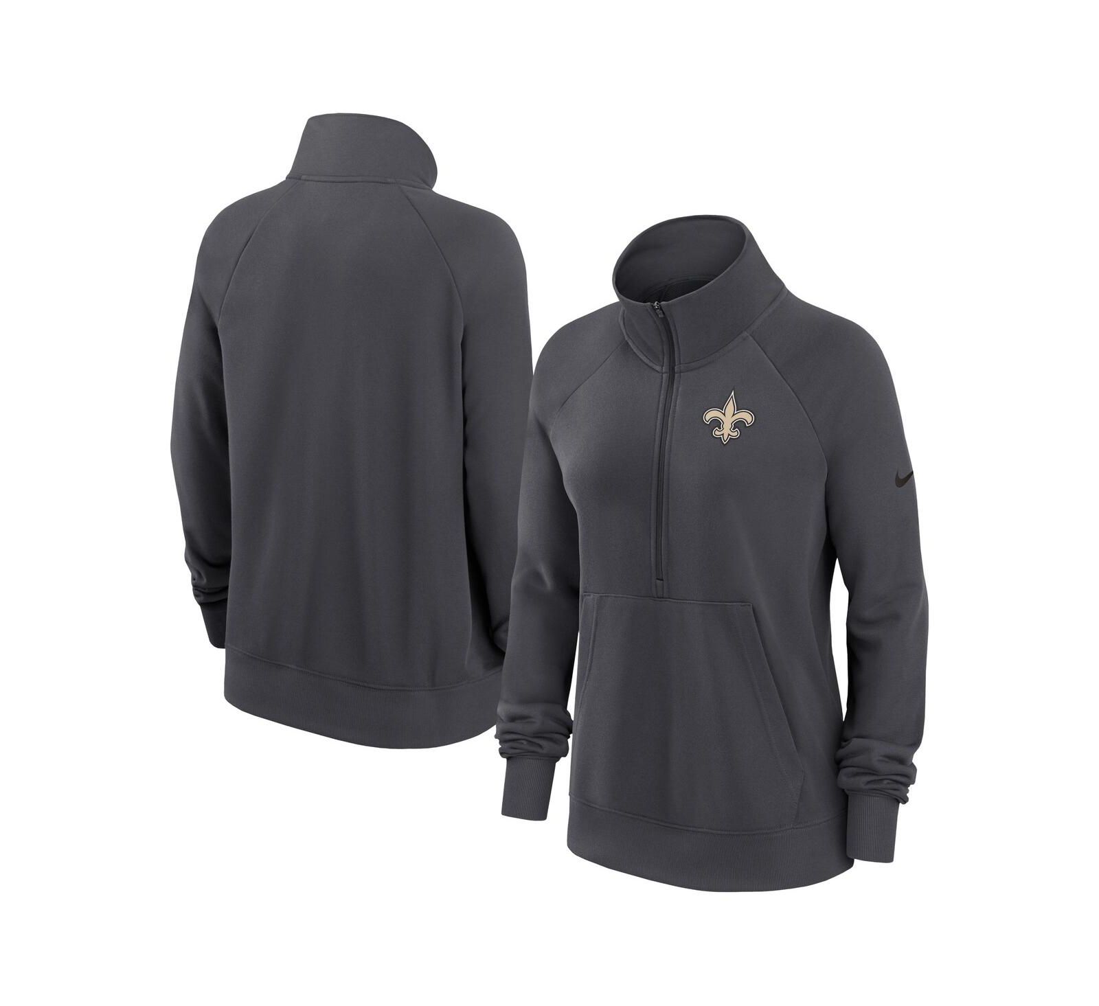 Женское худи Nike Premium Raglan Performance Half-Zip, угольный цвет, New Orleans Saints