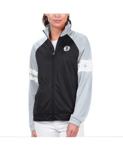 Женская ветровка G-III 4Her by Carl Banks Black Brooklyn Nets Main Player Raglan Rhinestone Full-Zip