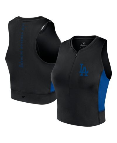 Женский майка Fanatics Black Los Angeles Dodgers Studio Half-Zip Fitted Gym