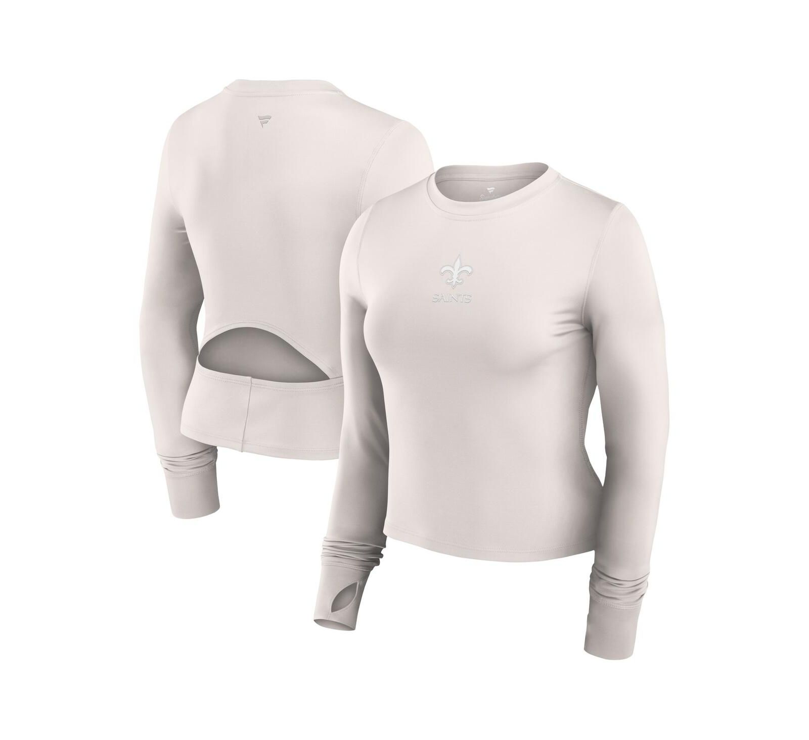 Женский спортивный лонгслив Fanatics White New Orleans Saints Studio Fitted Gym Top