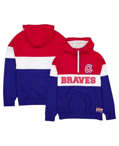 Мужская ветровка-худи New Era Blue Atlanta Braves Ripstop Raglan Quarter-Zip Windbreaker Jacket