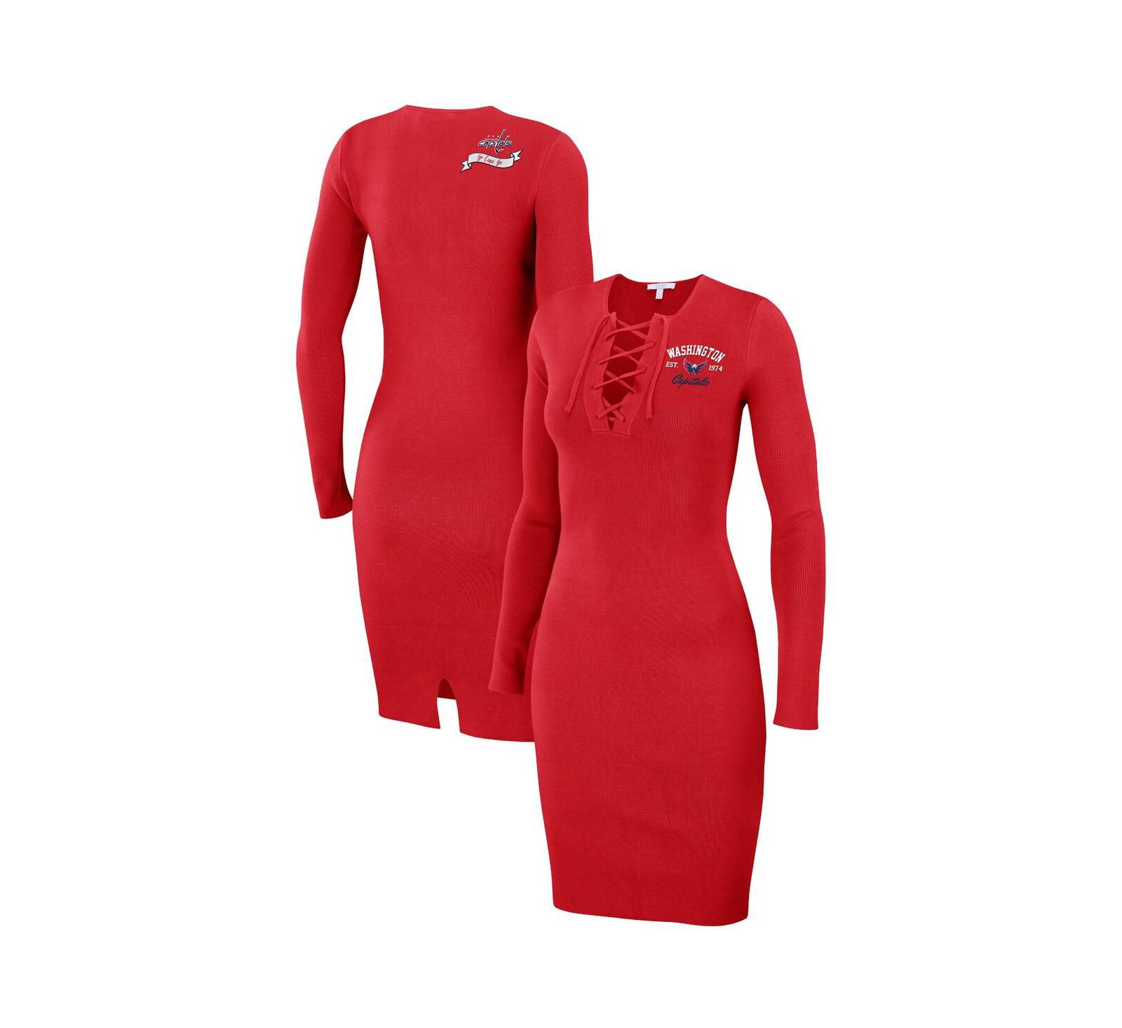 Женское платье WEAR by Erin Andrews Red Washington Capitals Lace-Up