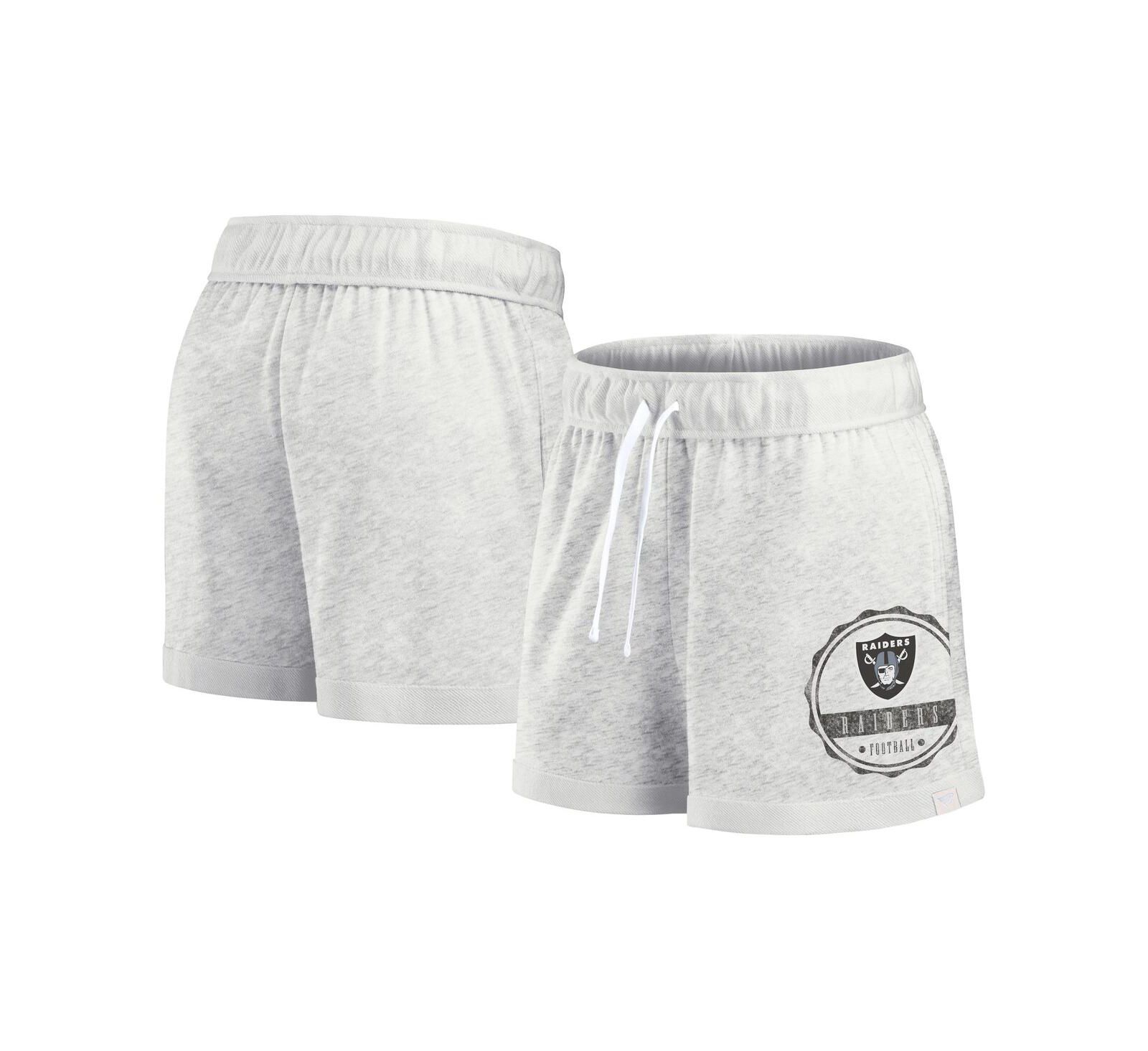 Fanatics Women's Oatmeal Las Vegas Raiders Vintage Badge Shorts