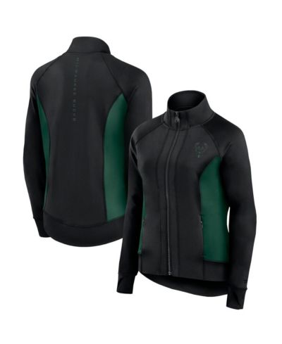 Женская спортивная ветровка Fanatics Black Milwaukee Bucks Studio Fitted Full-Zip