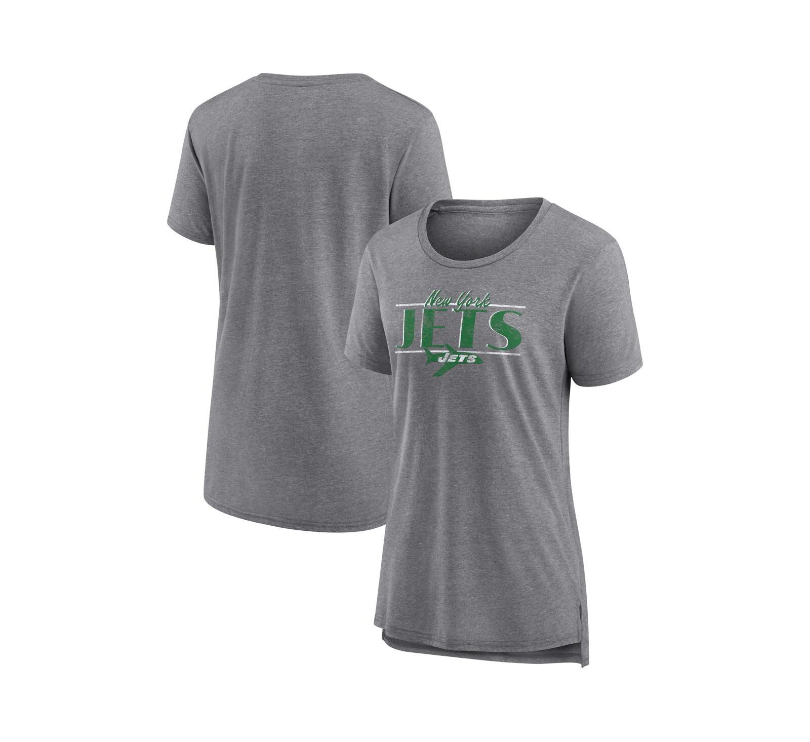 Женская футболка Fanatics Heather Gray New York Jets Up the Middle Tri-Blend