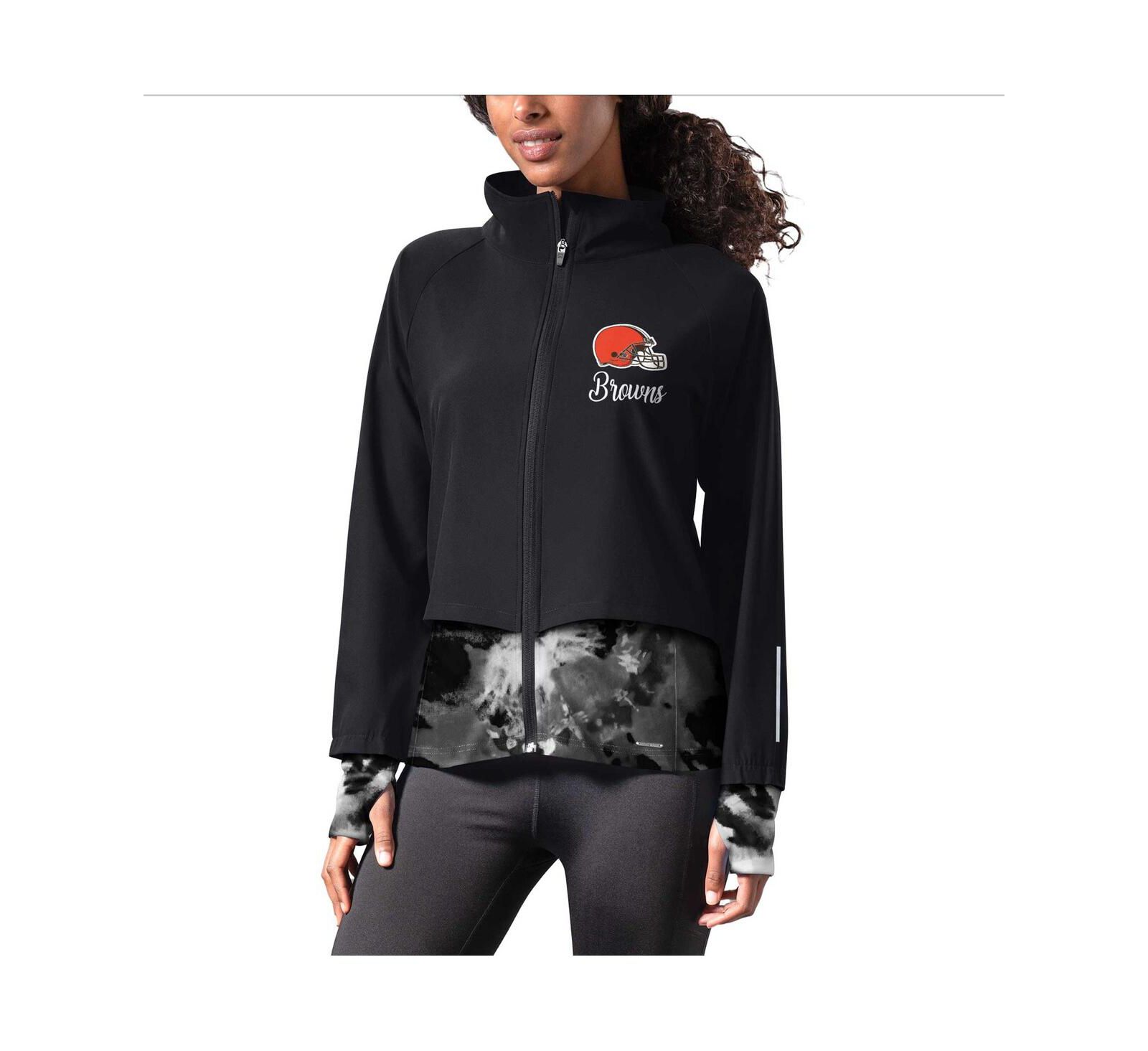Женская беговая куртка MSX by Michael Strahan Black Cleveland Browns Grace Raglan Full-Zip