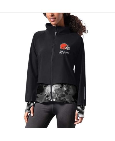 Женская беговая куртка MSX by Michael Strahan Black Cleveland Browns Grace Raglan Full-Zip