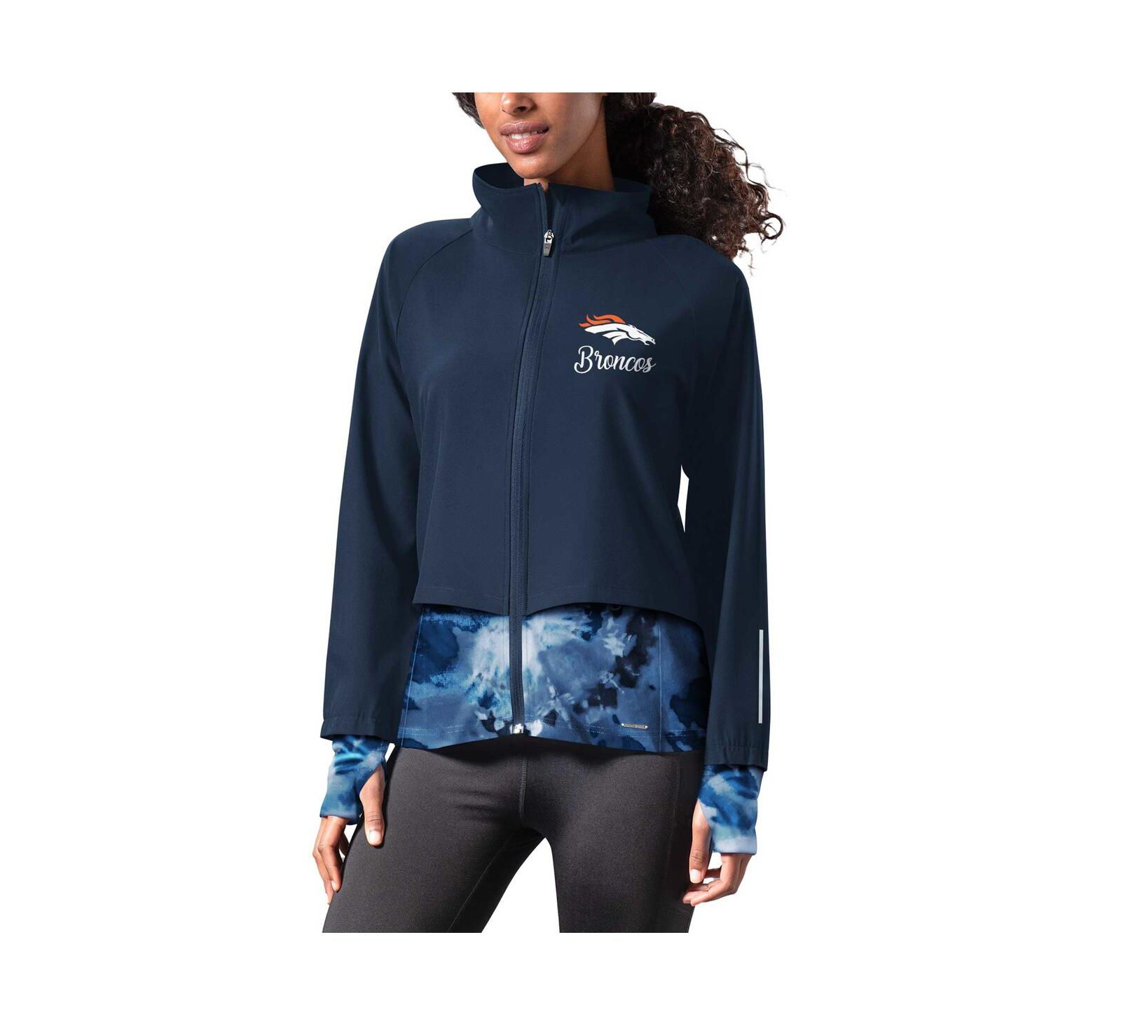 Женская ветровка MSX by Michael Strahan Navy Denver Broncos Grace Raglan Full-Zip Running Jacket