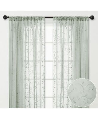 Шторы Chanasya Premium Embroidered Swirl Vine, серые, 2 панели