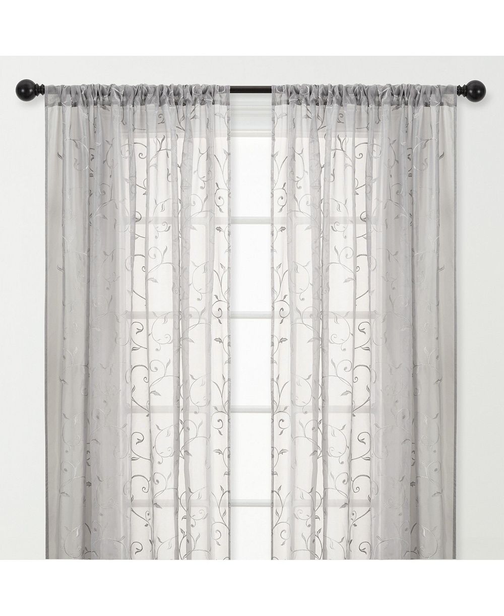 Chanasya Premium Embroidered Swirl Vine Curtains - Sheer Curtains for Living Room, Bedroom, Kitchen - 52" x 63" - Sage, 2 Panels
