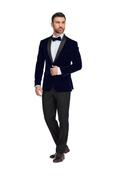 Gino Vitale Мужской смокинг Slim-Fit Velvet Shawl Lapel