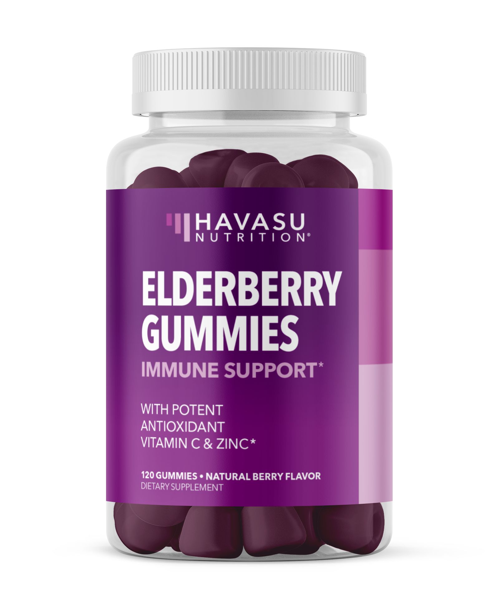 Elderberry Gummies for Adults, Immune System Supplement, Elderberry Flavor, Havasu Nutrition, 120ct