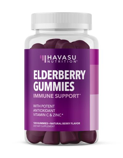 Elderberry Gummies for Adults, Immune System Supplement, Elderberry Flavor, Havasu Nutrition, 120ct