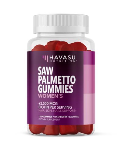 Havasu Nutrition Saw Palmetto для женщин + 2500 mcg Biotin, жевательные таблетки для волос, кожи и ногтей, послеродовой рост волос, 120 шт