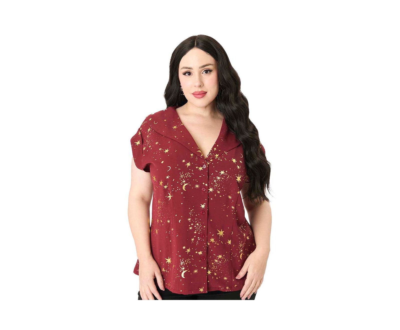 Unique Vintage Plus Size Женское шифоновое блузка без рукавов 1960s