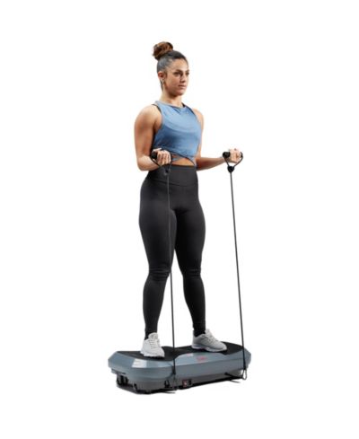 Sunny Health & Fitness 3D Vibration Plate Exercise Machine for Full-Body Toning with 16 Speed Levels, 3 Vibration Modes & Resistance Bands