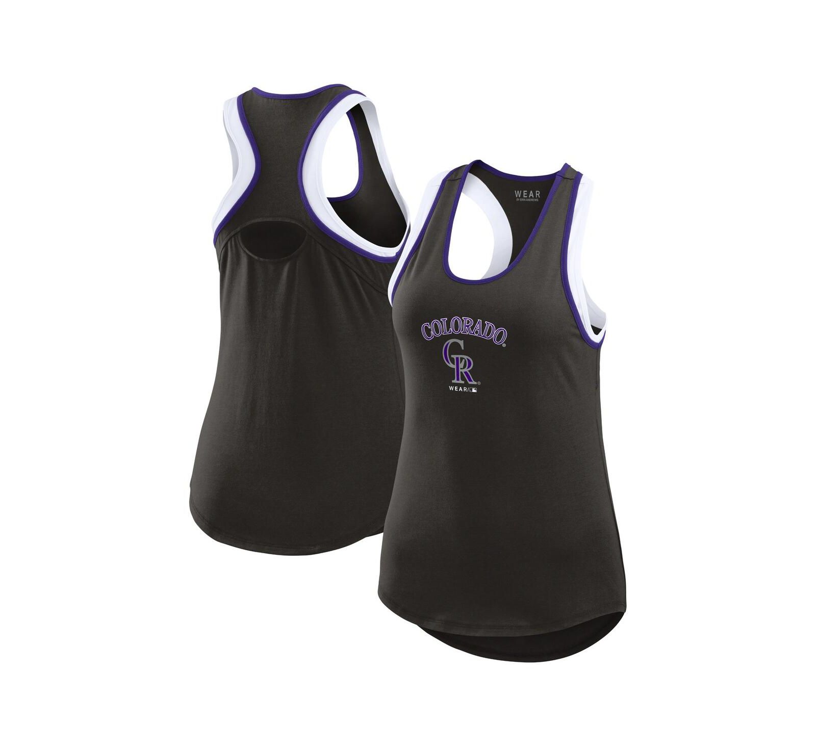 Женский топ WEAR by Erin Andrews Black Colorado Rockies Colorblock Racerback