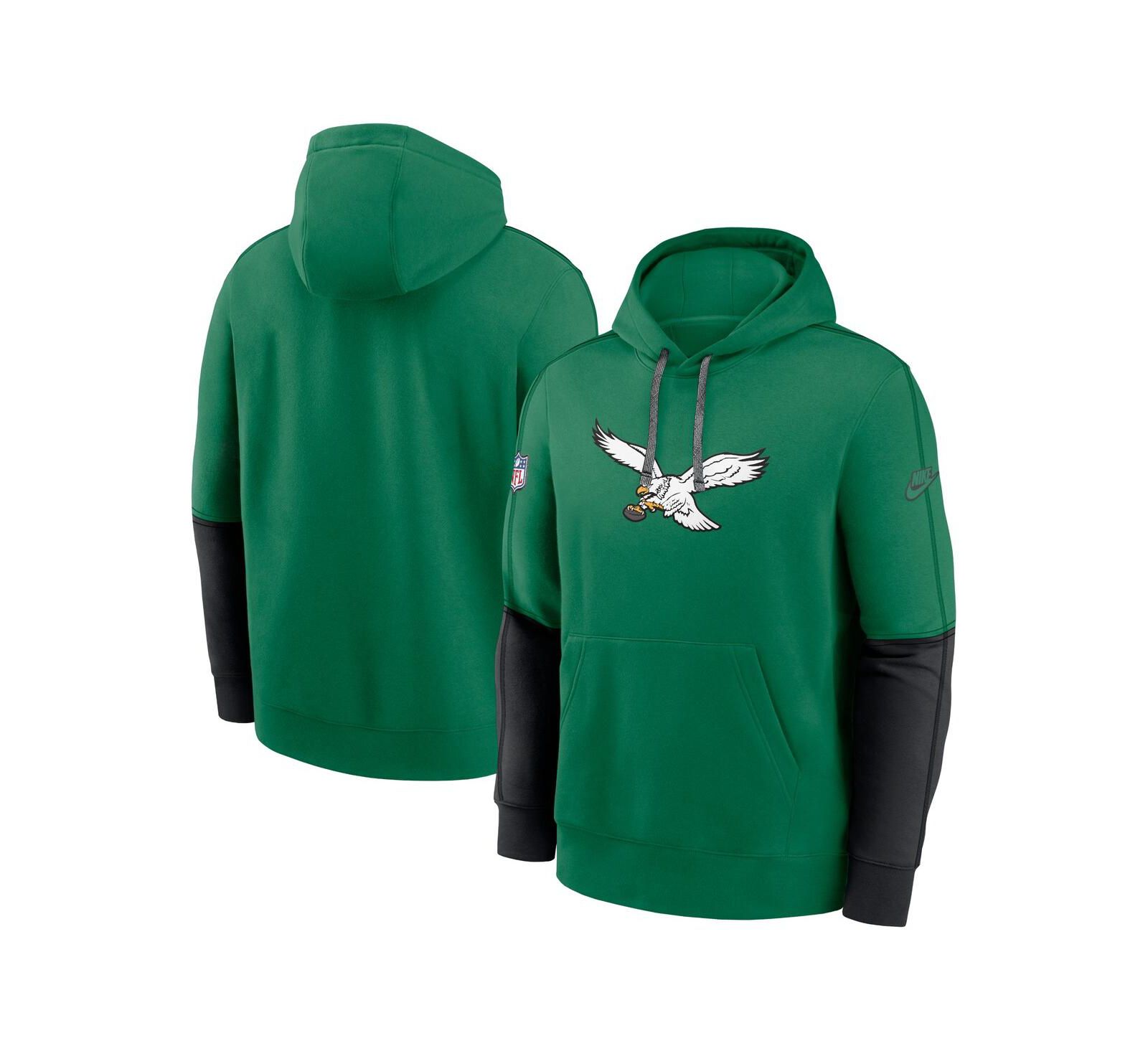 Nike Men's Kelly Green Philadelphia Eagles Throwback Logo Club Tri-Blend Pullover Hoodie