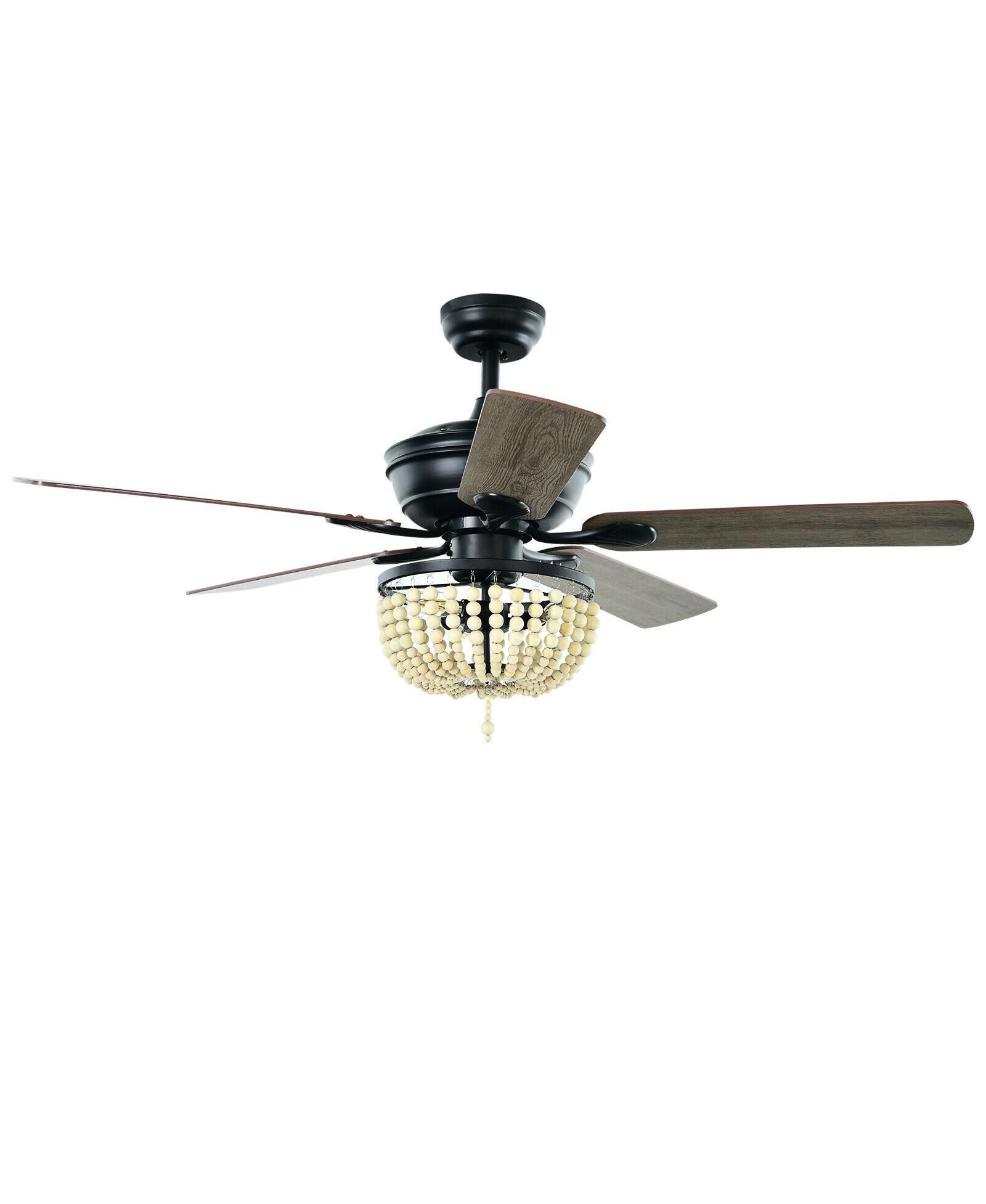 SUGIFT 52 Inch Retro Ceiling Fan Light with Reversible Blades Remote Control