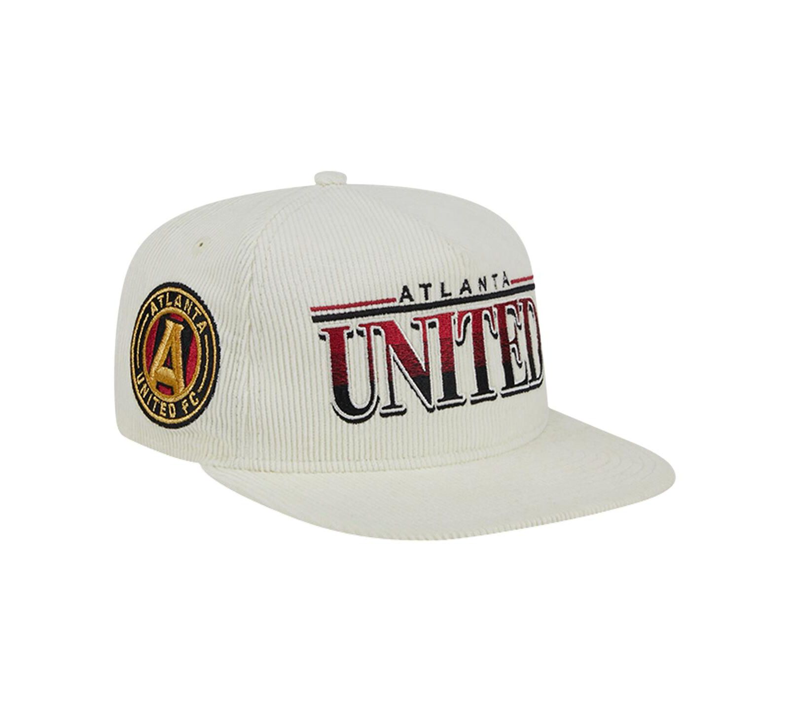 New Era Men's White Atlanta United FC Throwback Corduroy Golfer Adjustable Hat