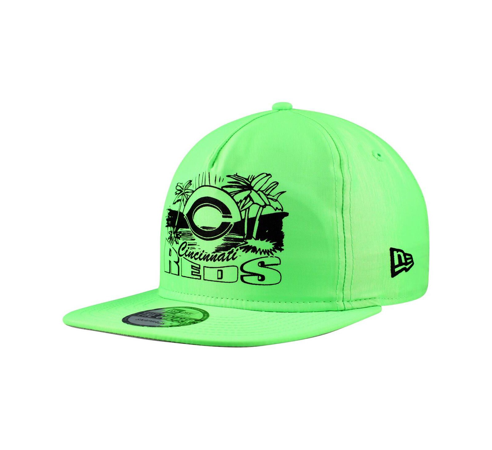 Мужская кепка New Era Green Cincinnati Reds Neon Golfer Snapback