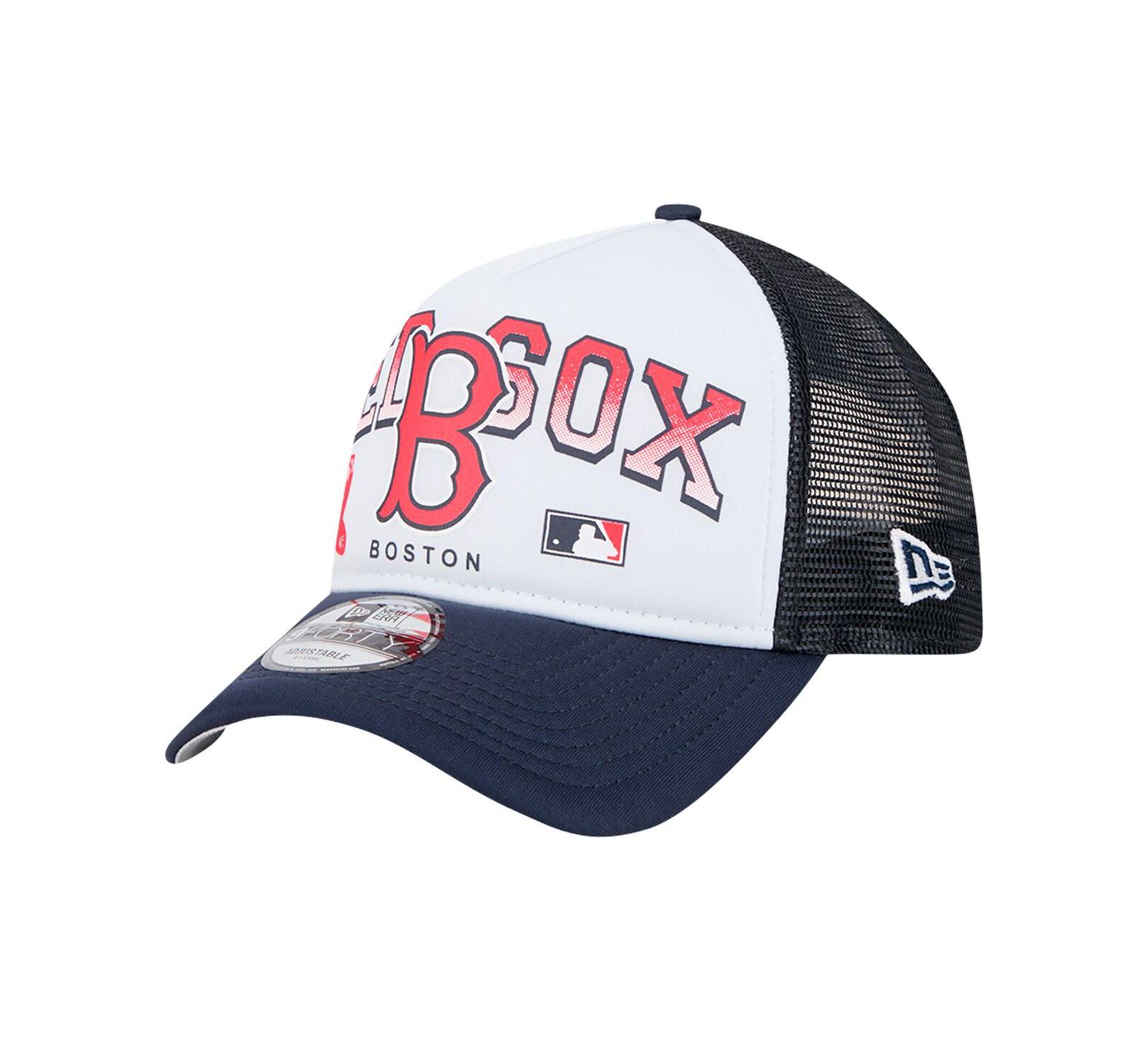 Кепка-тракер New Era Men's White Boston Red Sox Retro Wordmark 9FORTY A-Frame Adjustable